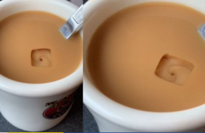 ഒരു കപ്പ് ചൂടുകാപ്പി, ഒരു ഐസ് ക്യൂബ്; രസകരമായ വീഡിയോ കാണാം