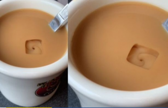 ഒരു കപ്പ് ചൂടുകാപ്പി, ഒരു ഐസ് ക്യൂബ്; രസകരമായ വീഡിയോ കാണാം